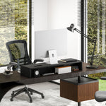 Rehausseur écran PC bureau support d'écran d'ordinateur de 100 cm support moniteur avec deux compartiments, noir