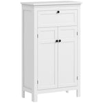 Badezimmerschrank mit Schublade und verstellbaren Einlegeböden, freistehender Aufbewahrungsschrank, Höhe 102,5 cm, Weiß