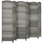 Paravent intérieur en bois 6 panneaux séparateur de pièce pliable pour salon chambre 270 x 180 cm gris mélangé