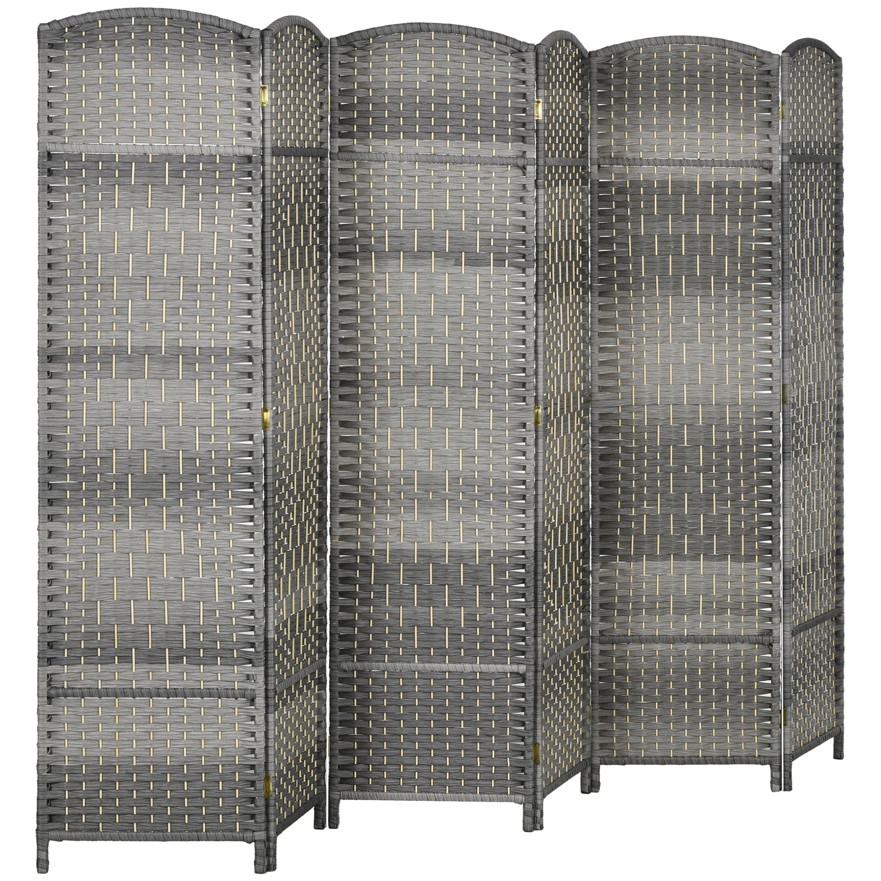 Paravent intérieur en bois 6 panneaux séparateur de pièce pliable pour salon chambre 270 x 180 cm gris mélangé