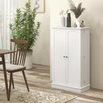 Armoire meuble de cuisine garde-manger 2 portes avec 5 étagères et 12 porte-épices - 60 x 30 x 104 cm - blanc