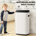 Pattumiera da cucina automatica 50L, pattumiera con sensore di movimento, a batterie, 26,5x35,5x68cm, crema