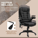Fauteuil de bureau massant et chauffant, chaise de bureau, chaise ergonomique avec hauteur réglable, dossier