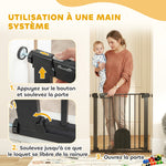Barrière de sécurité animaux avec porte fermeture automatique système de double verrouillage, acier noir