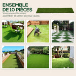 Gazon synthétique Artificiel Set de 10 Dalles Carreaux 30 x 30 cm épaisseur Confort 3 cm à emboîter Vert