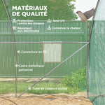 Invernadero de jardín tipo túnel 9 m² 4 ventanas, puerta enrollable con cremallera, estructura de acero galvanizado, lona de PE 3 x 3 x 2 m verde