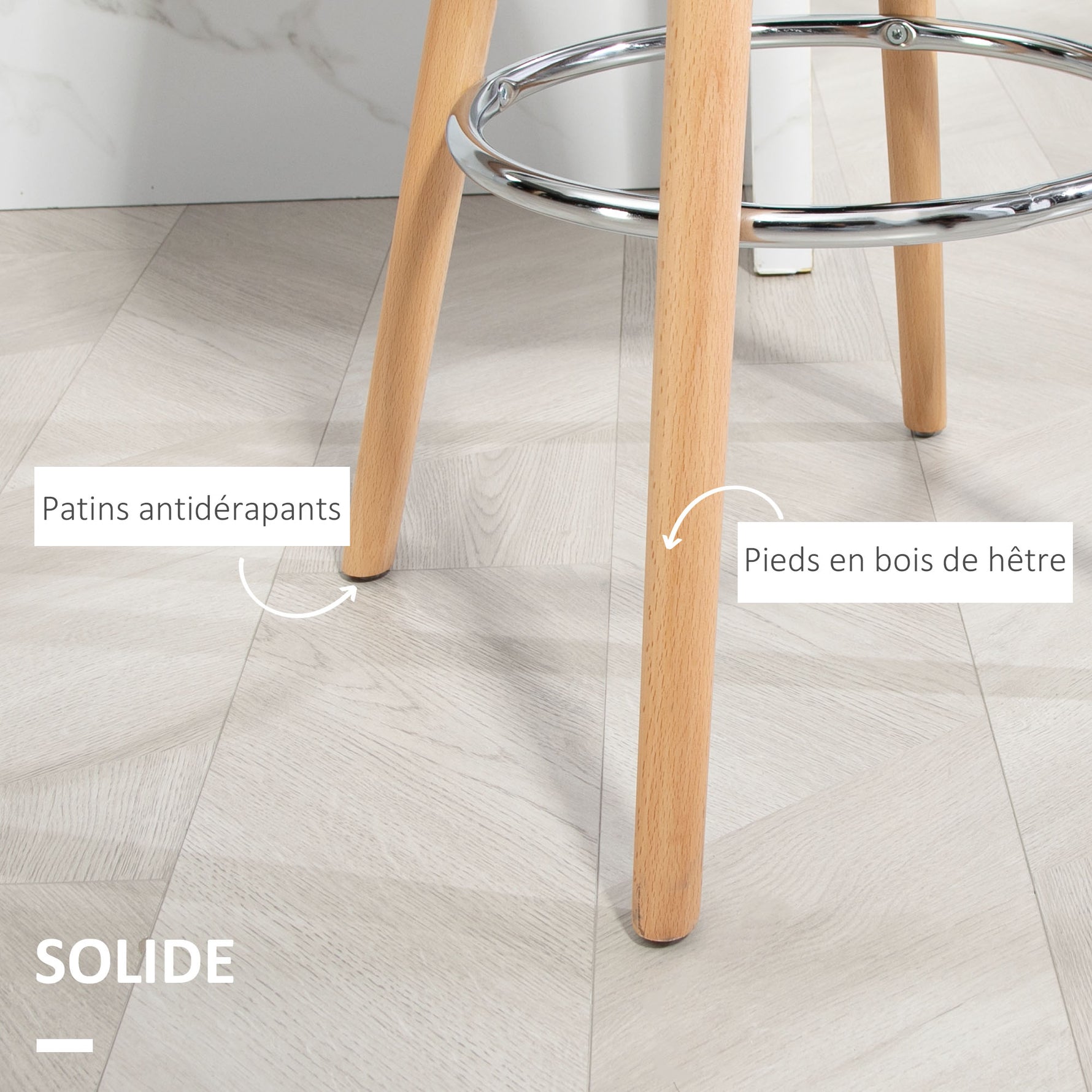 Lot de 2 tabourets de bar, chaises de bar avec dossier et repose-pieds, assise rembourrée, 43 x 43 x 91 cm, noir