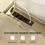Meuble TV suspendu meuble télé pour téléviseur 50 pouces tiroir étagères passe-câbles 120x24x22,4cm effet bois naturel