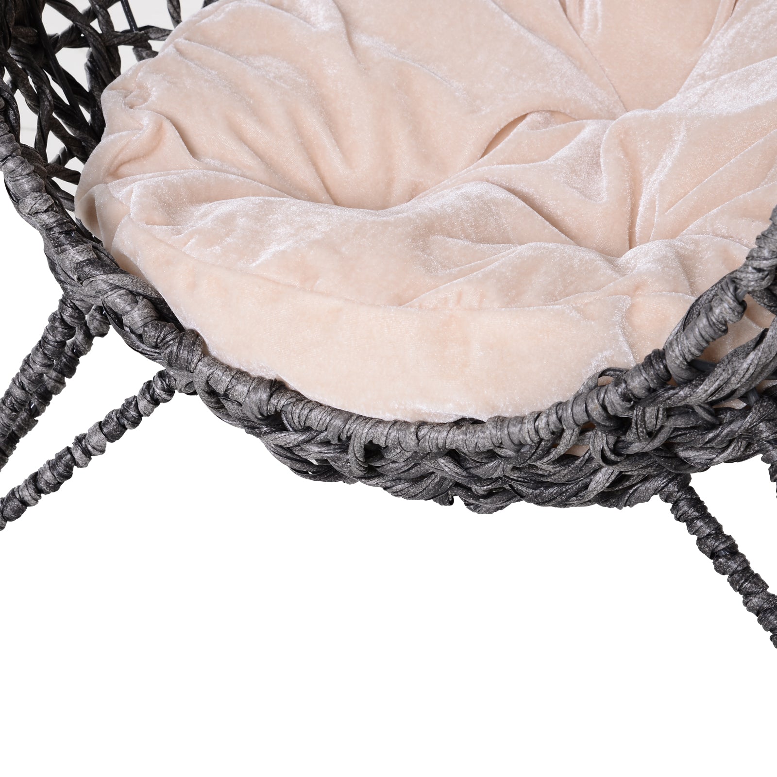 Panier chat lit surélevé chat cosy niche grotte Ø 52 x 58H cm coussin moelleux inclus résine tressée imitation