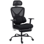 Chaise bureau ergonomique, fauteuil de bureau avec soutien lombaire dynamique adaptatif, 73x75x120-128cm, noir