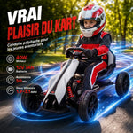Kart électrique pour enfant 12V - Vitesse réglable 3-5km/h pour enfants de 3 à 8 ans - siège réglable - blanc