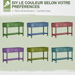Jardinière sur Pieds carré Potager étagère dim. 110L x 46l x 76H cm 8 Compartiments Inserts d'irrigation Bois de Sapin