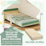 Cama infantil, cama de suelo para niños de 3 a 10 años con barrera de seguridad, somier de láminas incluido, verde