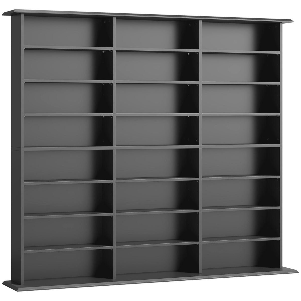 Meuble de rangement 1032 CDs / 594 DVDs, étagère multimédia, 24 compartiments et 18 étagères ajustables, noir