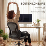 Chaise bureau ergonomique, fauteuil de bureau avec repose-pieds et accoudoirs, en maille, 59 x 65 x 123 cm, Gris