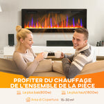 Cheminée électrique mural ou encastrable 900W/1800W, effet flamme à 12 couleurs 5 luminosités, 127 x 9,4 x 47 cm, noir