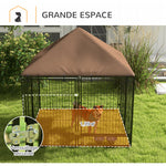 Chenil extérieur pour Chiens en métal et Tissu Oxford Support gamelle et Toit résistant aux intempéries Espace spacieux