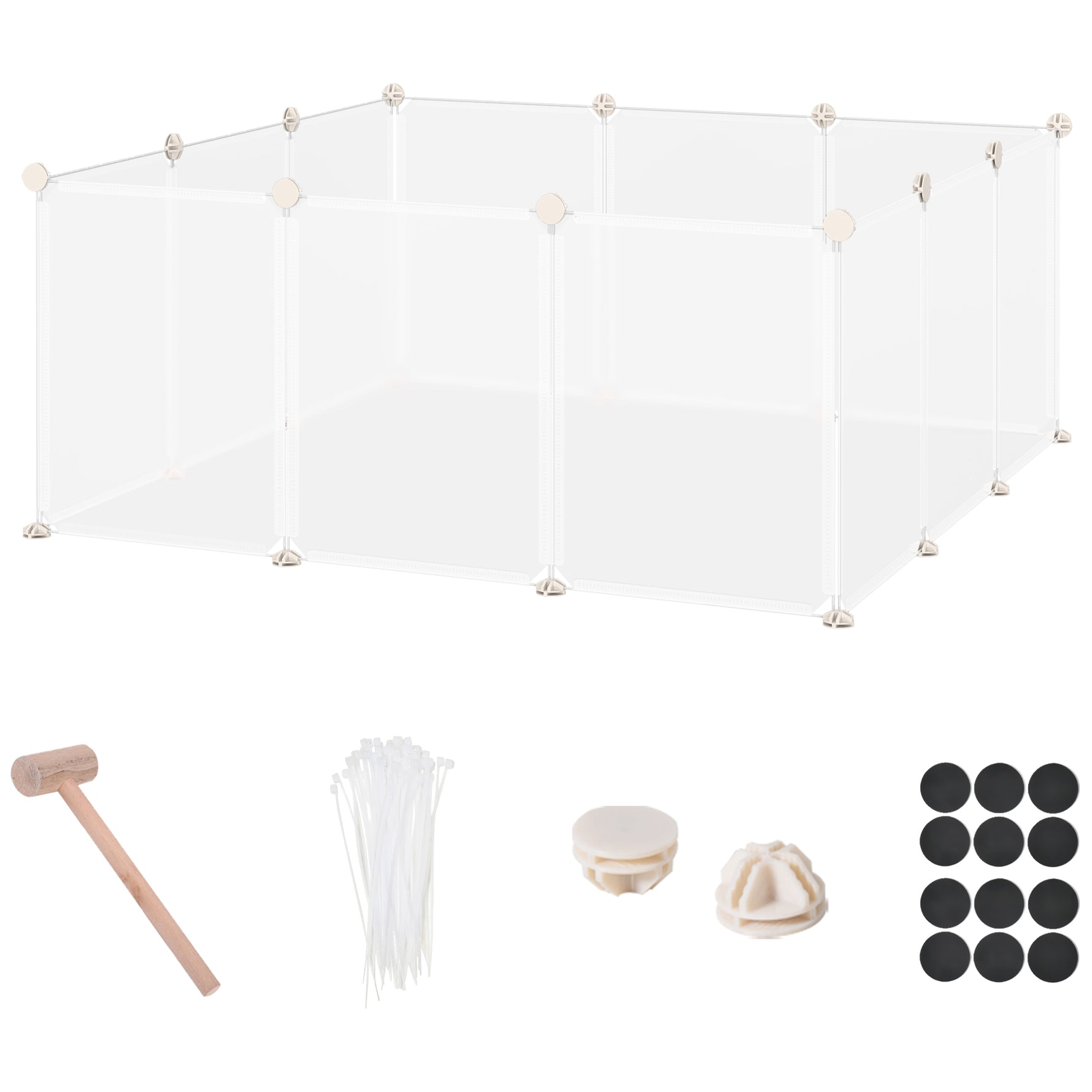 Enclos parc modulable pour petits animaux 12 panneaux pour chiot, cochon 105 x 105 x 45 cm blanc