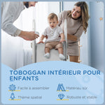Kinderrutsche, Indoor-Rutsche für Kinder, von 18 bis 36 Monaten, bis 30 kg, 157L x 46,5B x 80H cm, Grau