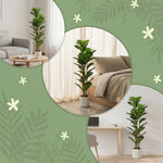 Lot de 2 plantes artificielles 120 cm Figuier lyre arbre artificiel avec pot en plastique et tronc en bois massif, vert