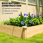 Carré Potager de jardin en Bois massif, Jardinière Surélevé avec séparateur, 235 x 121 x 26 cm, effet Bois Naturel