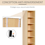 Lot de 2 étagères colonnes Armoire de Rangement CD-DVD 6 + 6 Compartiments dim. 21L x 19l x 88H cm capacité Max. 160 CD Naturel