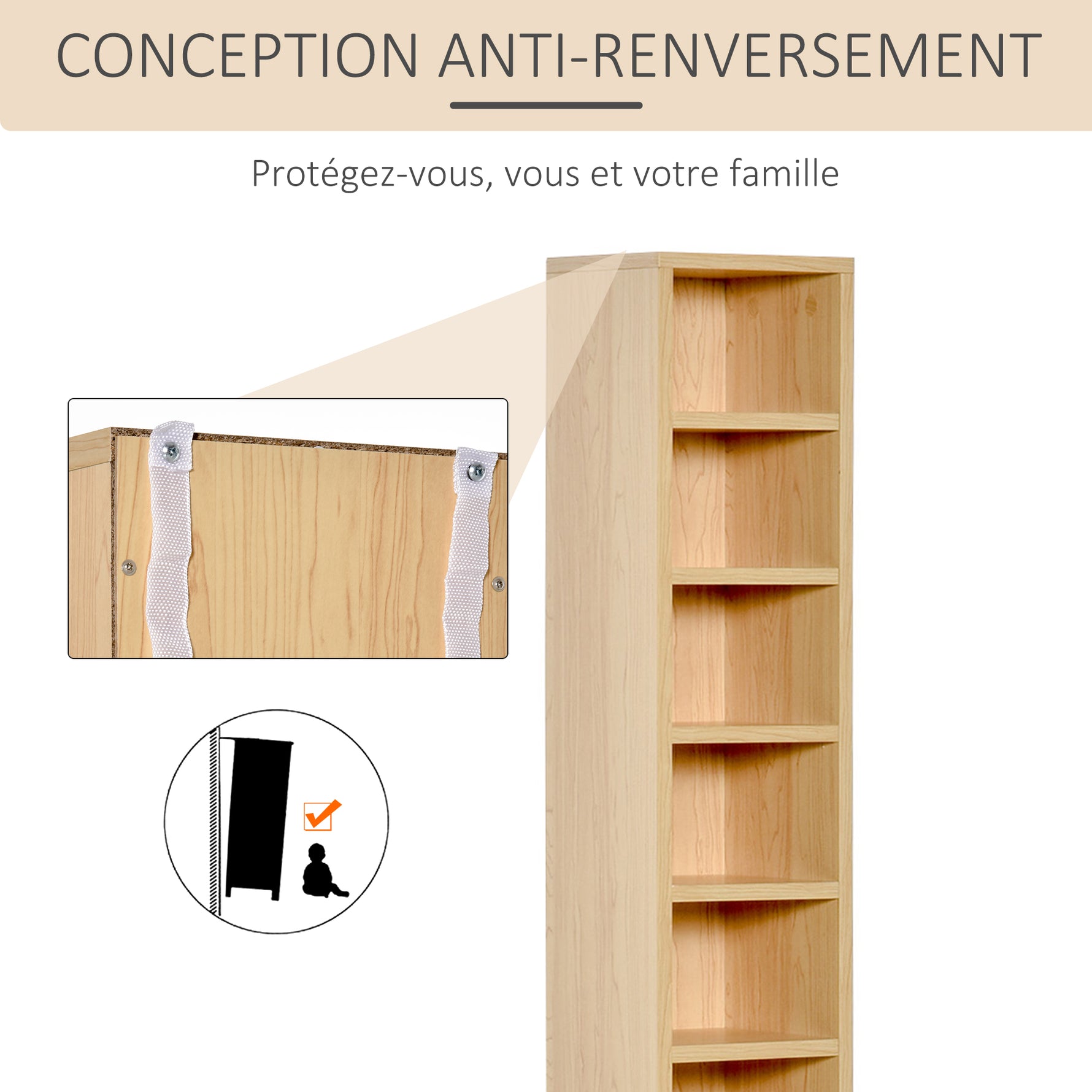 Lot de 2 étagères colonnes Armoire de Rangement CD-DVD 6 + 6 Compartiments dim. 21L x 19l x 88H cm capacité Max. 160 CD Naturel