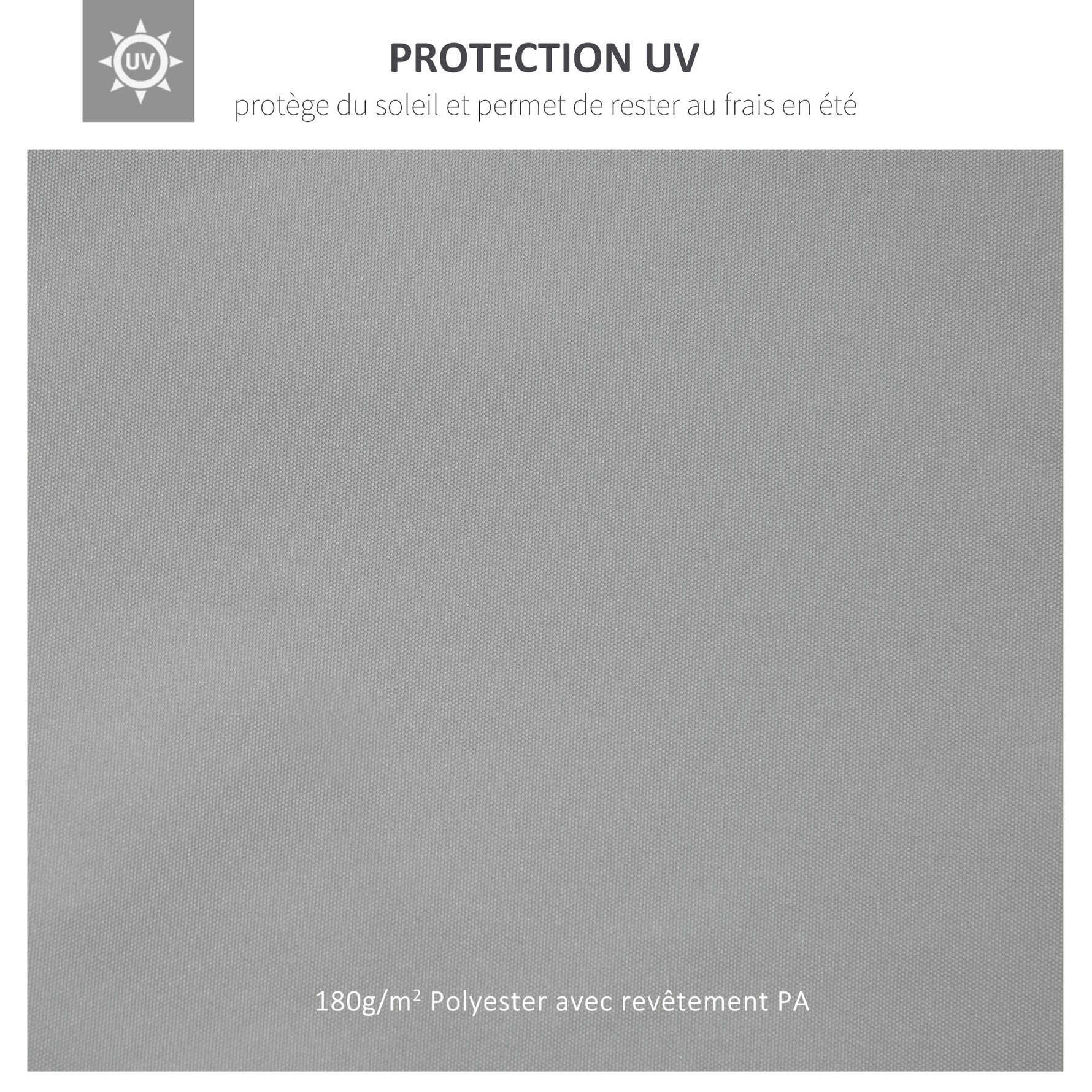 Toile de rechange pour pavillon tonnelle tente 3 x 4 m polyester haute densité 180 g/m² gris clair
