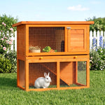 Clapier à lapin cage à lapin 2 étages plateau coulissant rampe et toit ouvrant 90L x 45l x 80H cm