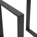 Lot de 2 pieds rectangulaires en acier noir pour table - hauteur 72 cm - design contemporain
