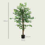 Plante artificielle ficus hauteur 1,50 m tronc branches liane lichen feuilles grand réalisme pot inclus vert