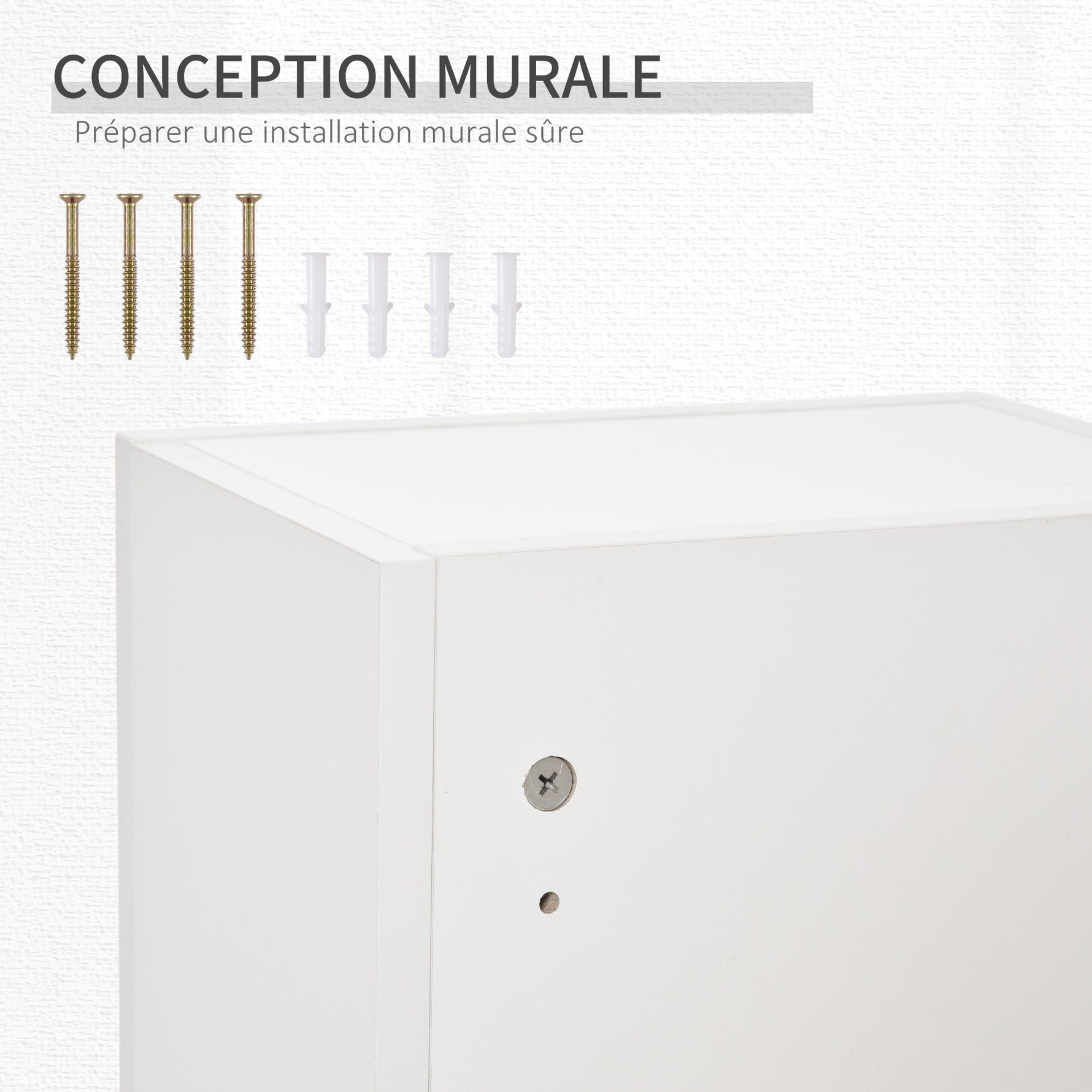 Armoire à pharmacie murale avec serrure, 5 étagères et tablettes réglables, bois et verre, blanc, 30x20x70cm