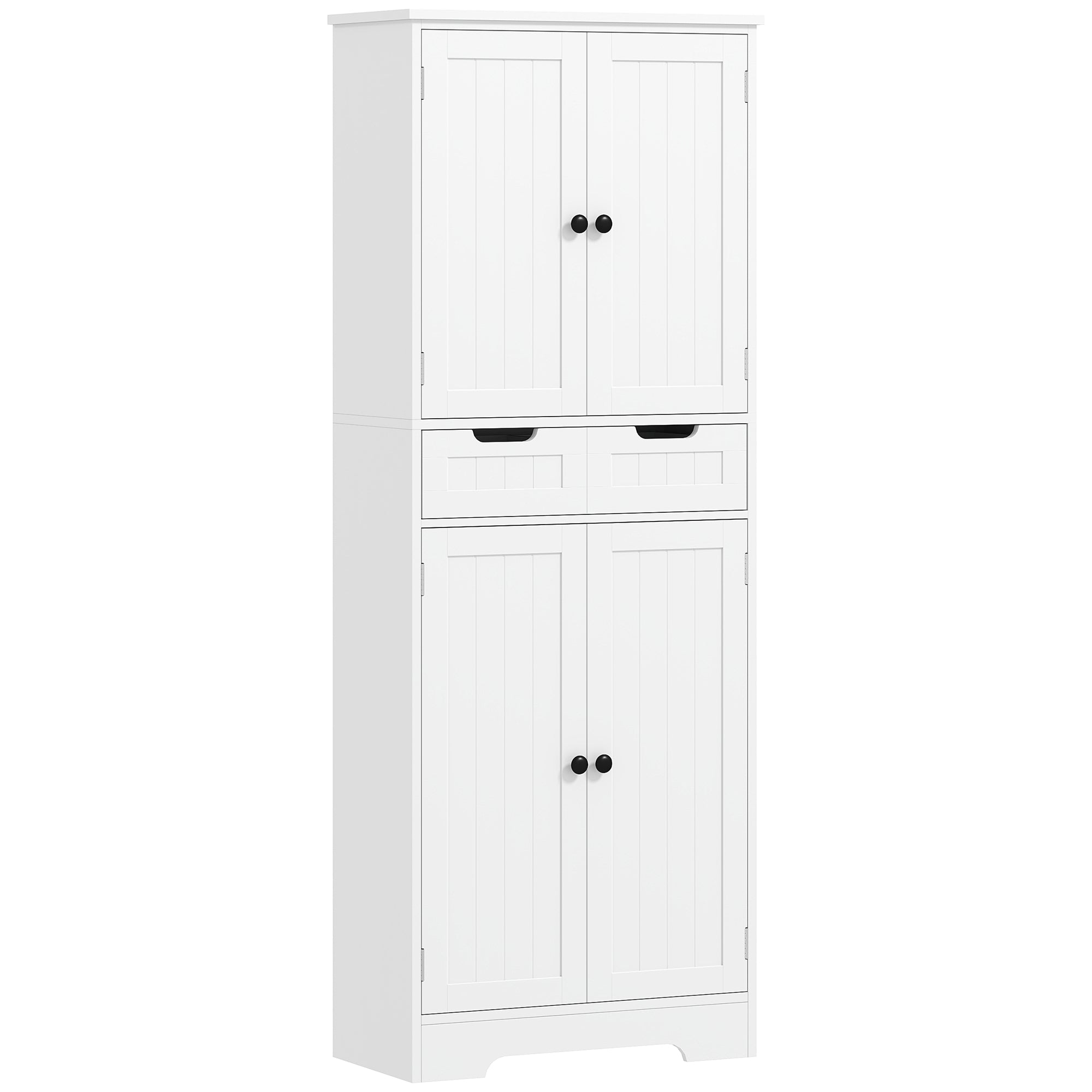 Meuble de salle de bain, meuble de rangement avec tiroir et 4 portes, style moderne, 60 x 30 x 160 cm, blanc