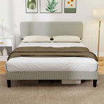 Estructura de cama de 160 x 200 cm, somier de láminas de madera, cabecero ajustable, cama doble tapizada en pana, gris