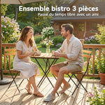 Ensemble de Salon de Jardin Bistrot 3 Pièces, 2 Chaises Pliantes, Table Carrée en Bois d'Acacia, 55x55x71cm, Naturel