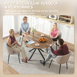 Table à manger ronde pour 4 personnes 120 cm style industriel avec plateau aspect bois, piètement croisé en acier, marron