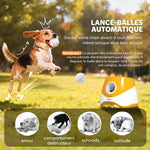 Lanceur de Balles Automatique avec 3 Balles en ETPU, 3 Réglages de Distance 6m/10m/14m, Intérieur et Extérieur, Orange