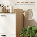 Meuble à chaussures 15 paires, armoire à chaussures moderne avec 2 tiroirs rabattables, 83x24x90,5cm, effet bois naturel
