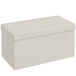 Banc de rangement pouf de rangement pliable bout de lit repose-pieds avec couvercle capitonnée 76L x 38l x 38H cm crème