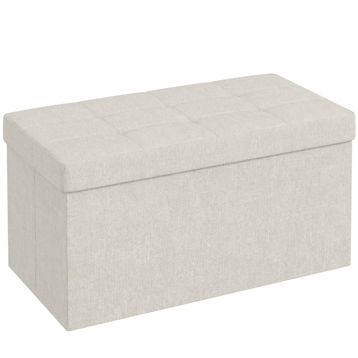 Banc de rangement pouf de rangement pliable bout de lit repose-pieds avec couvercle capitonnée 76L x 38l x 38H cm crème