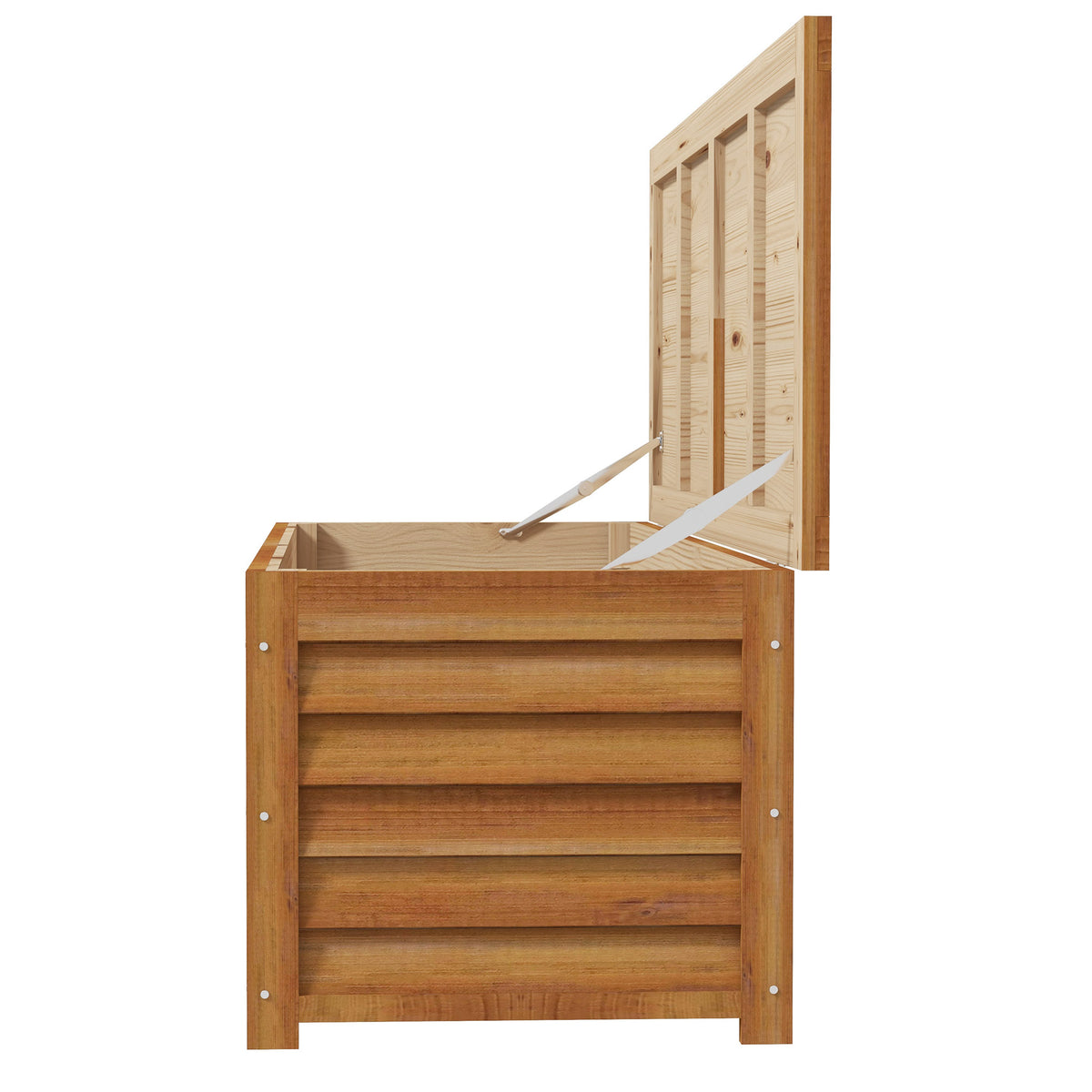 Coffre de rangement extérieur jardin 176L en bois avec poignée, dim. 130L x 50l x 45H cm