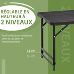 Table de jardin rectangulaire pliable camping pour 4 personnes hauteur réglable 118 x 60 x 74 cm