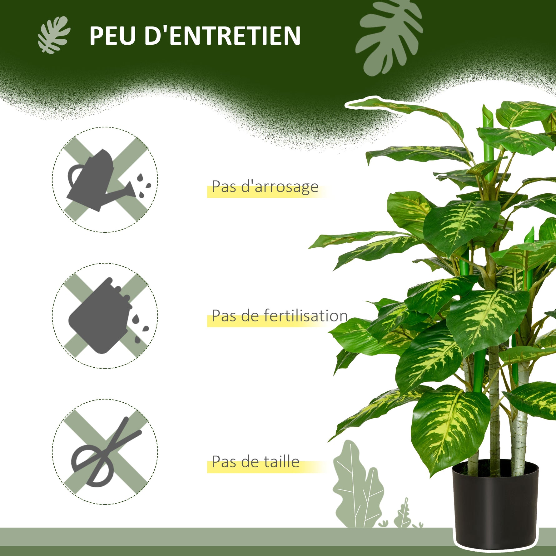 Plante artificielle calathea hauteur 95 cm pot ciment - intérieur