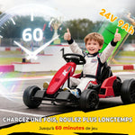 Kart Électrique pour Enfants 24 V, Go Kart, Moteur 2 x 150W, Mode Drift, Siège Réglable, Démarrage Progressif, Rouge