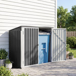 Cache Poubelle Double Abri de Jardin 2 Poubelles de 240L Couvercle Lié par Chaînes Vérins à Gaz 179,5x108x129,5cm Gris