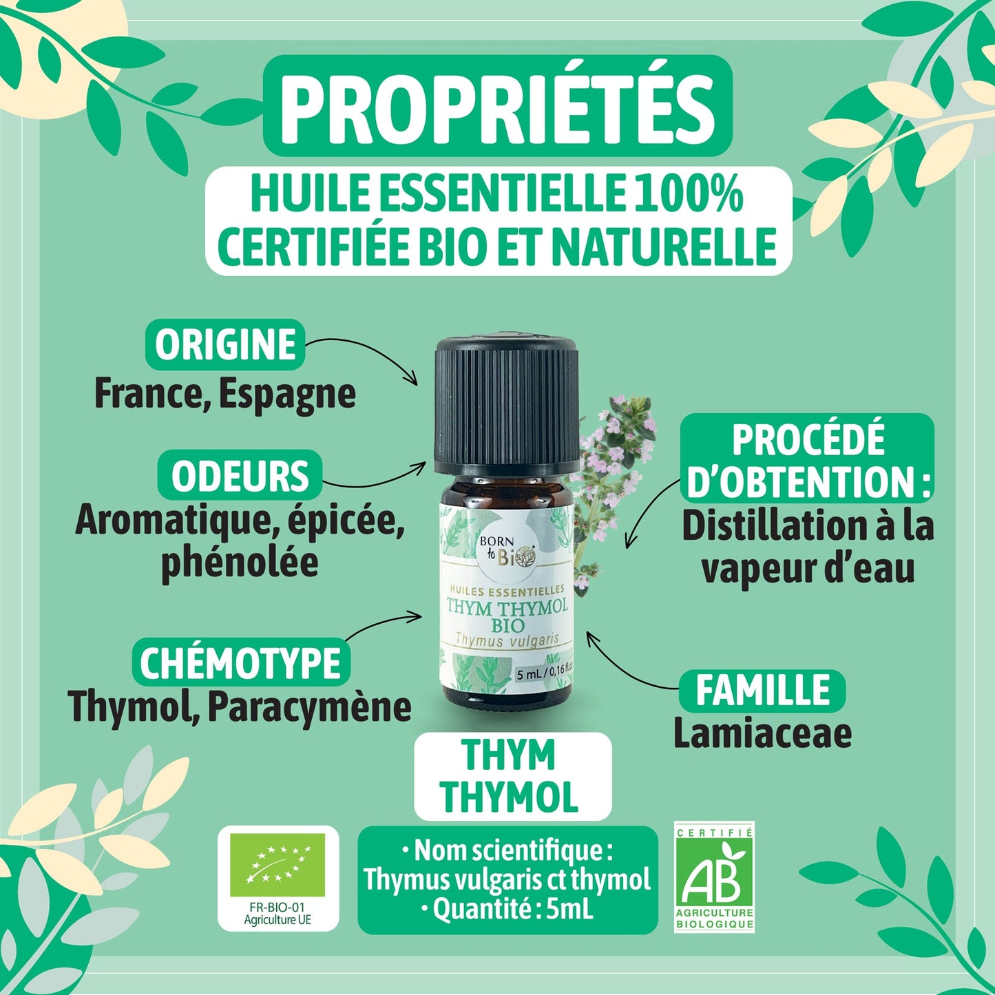 Huile essentielle Thym thymol Certifiée Bio-1