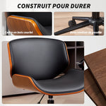 Chaise de bureau sans accoudoirs, fauteuil de bureau ergonomique, hauteur réglable et pivotant 360°, 52x54x84cm, noir