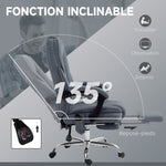 Fauteuil de bureau massant et chauffant hauteur réglable dossier inclinable télécommande repose-pieds rétractable gris