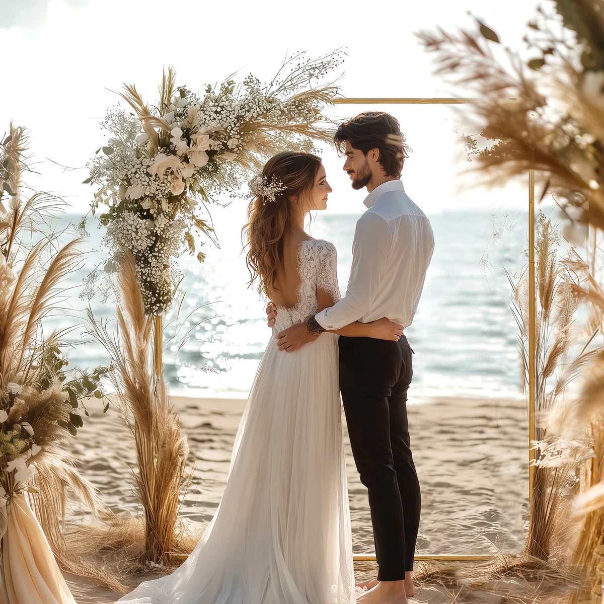Goldener Metall-Hintergrundbogen für Hochzeiten, 2 m, Gartenbogen, Hochzeit, Blumen-Ballonbogen