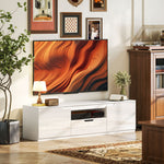 Meuble TV 160 cm, meuble télé pour téléviseur jusqu'à 65 pouces avec 2 portes et tiroir, blanc